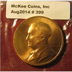 399. 1949 Harry S. Truman Presidential Inaugural Medal. Gem BU . 34mm. Minted at the U.S. Mint.