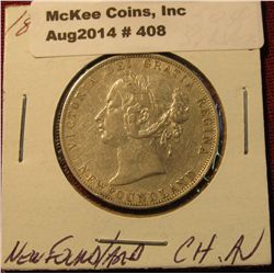 408. 1896 Newfoundland Canada Silver Half Dollar. Choice AU. Fully struck. A few reverse marks. Low 
