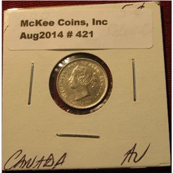 421. 1888 Canada Five Cent Silver. AU.