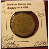 Image 1 : 436. 1880's-1890's 25c Trade Token "Club Cigar Store". Choice BU .