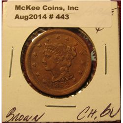 443. 1852 U.S. Large Cent. Choice BU . Brown.