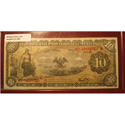 448. Series C. 1914 Gobierno Provisional de Mexico $10 Peso Banknote. Choice CU. Scarce.