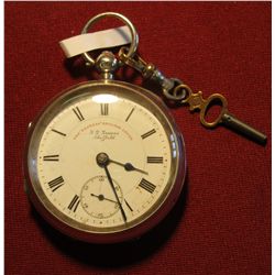 660. The Sheffield Key Wind Watch. Silver case with hallmarks. Includes key. Does not run.