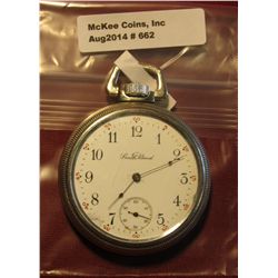 662. "Katz Loaner No. 84" South Bend Pocket Watch. Runs fine. Back plate engraved "Sand N. Katz Loan