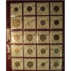 663. (20) World Coins in a plastic page. All identified and in 2" x 2" holders, includes Australia, 