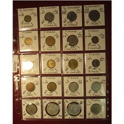 666. (20) World Coins in a plastic page. All identified and in 2" x 2" holders, includes El Salvador