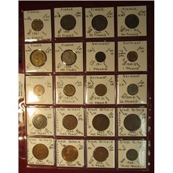 667. (20) World Coins in a plastic page. All identified and in 2" x 2" holders, includes France, Ger