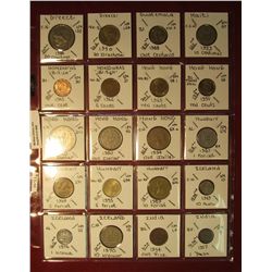 669. (20) World Coins in a plastic page. All identified and in 2" x 2" holders, includes Greece, Gua