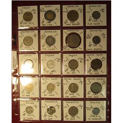 671. (20) World Coins in a plastic page. All identified and in 2" x 2" holders, includes Italy, Jama