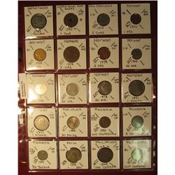 673. (20) World Coins in a plastic page. All identified and in 2" x 2" holders, includes Netherlands