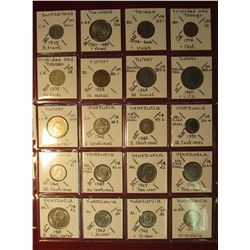 676. (20) World Coins in a plastic page. All identified and in 2" x 2" holders, includes Switzerland