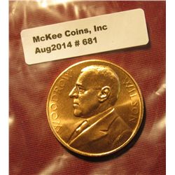681. 1913-1921 Woodrow Wilson Presidential Inaugural Gem BU  Bronze Medal. 34mm. Struck at the U.S. 