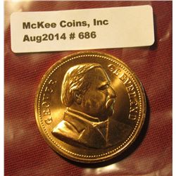 686. 1885-1889 & 1893-1897 Grover Cleveland Presidential Inaugural Gem BU  Bronze Medal. 34mm. Struc