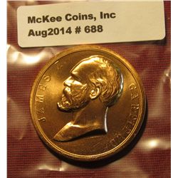 688. 1881 James A. Garfield Presidential Inaugural Gem BU  Bronze Medal. 34mm. Struck at the U.S. Mi