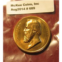 689. 1877-1881 Rutherford B. Hayes Presidential Inaugural Gem BU  Bronze Medal. 34mm. Struck at the 