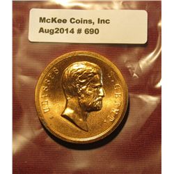690. 1869-1877 Ullysses S. Grant Presidential Inaugural Gem BU  Bronze Medal. 34mm. Struck at the U.