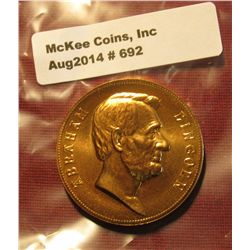 692. 1861-1865 Abraham Lincoln Presidential Inaugural Gem BU  Bronze Medal. 34mm. Struck at the U.S.