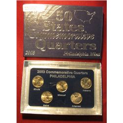 704. 2003 Philadelphia Mint Five-Piece Set of Statehood Quarters in a specialty holder. Gem BU .