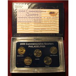 708. 2008 Philadelphia Mint Five-Piece Set of Statehood Quarters in a specialty holder. Gem BU .