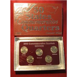 709. 2003 Denver Mint Five-Piece Set of Statehood Quarters in a specialty holder. Gem BU .
