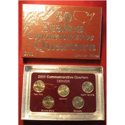 710. 2001 Denver Mint Five-Piece Set of Statehood Quarters in a specialty holder. Gem BU .