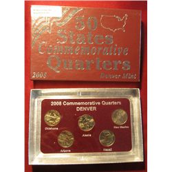 711. 2008 Denver Mint Five-Piece Set of Statehood Quarters in a specialty holder. Gem BU .