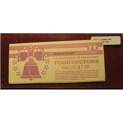 714. Original "U.S. Department of Agriculture Food Stamp Coupons Value $7.00" Series 1992B. No longe