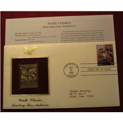 722. 22K Gold Replica "Youth Classics" Stamp mounted handsomely in a 1993 First Day of Issue Cover.