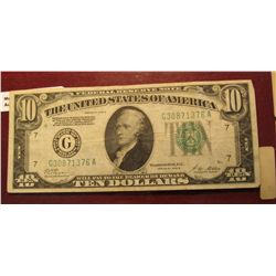 727. Series 1928 B $10 Federal Reserve Note. Chicago, Illinois. "Redeemable in Gold on Demand at the