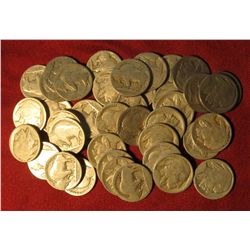 736. (40) Old Buffalo Nickels with Indian Heads, Butworn dates. Nice for making Jewelry or use a lit