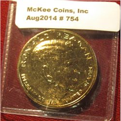 754. 24K Gold-plated Official U.S. Mint Inaugural Medal for Ronald Reagan.
