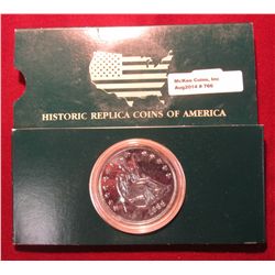 766. Large 1866 No Arrows U.S. Seated Liberty Quarter Copy in holder, plated in .999 Fine Silver.