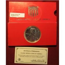 771. Large size 1943 U.S. World War II Cent Copy in holder, plated in .999 Fine