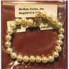 Image 1 : 775. Pearl Bracelet with 14K Yellow Gold Clasp and 6.5-7 mm White Pearls. New in package with origin
