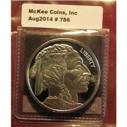 786. Buffalo Nickel Replica Struck in .999 Fine Silver. One Ounce.