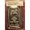 Image 1 : 789. One Ounce .999 Fine Silver, Silver Towne Ingot depicting Prospector with Mule and Mining rig.