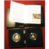 Image 1 : 852. 1995 Civil War Battlefield Coins, Proof 2 coin Dollar and Half set in special case with photo C