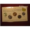 Image 1 : 891.    Japan Modern Uncirculated Type Set, 5 coin set, 100 Yen coin is silver, circa 1964-1965