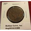 Image 1 : 999. 1851 Large Cent F