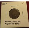 Image 1 : 1012. 1867 Indian Head Cent G+