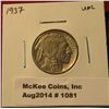 Image 1 : 1081. 1937 Buffalo Nickel UNC