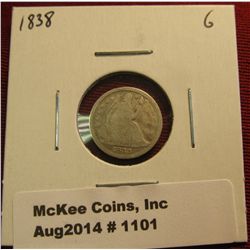 1101. 1838 Seated Liberty Half Dime G