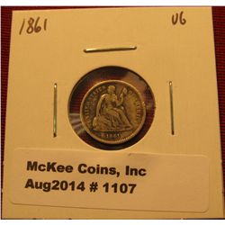 1107. 1861 Seated Liberty Half Dime VG
