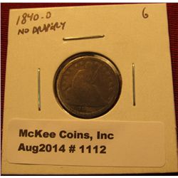 1112. 1840-O no drapery Seated Liberty Dime G