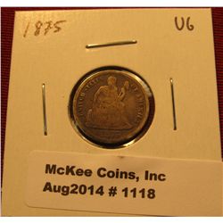 1118. 1875 Seated Liberty Dime VG