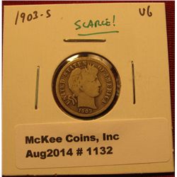 1132. 1903-S Barber Dime VG SCARCE, KEY DATE!