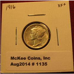 1135. 1916 Mercury Dime EF+