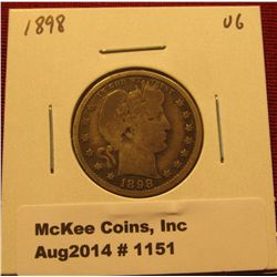 1151. 1898 P Barber Quarter VG
