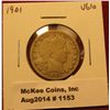 Image 1 : 1153. 1901 P Barber Quarter VG10