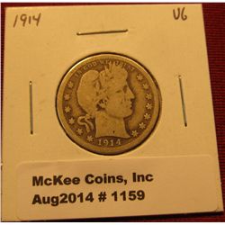 1159. 1914 P Barber Quarter VG